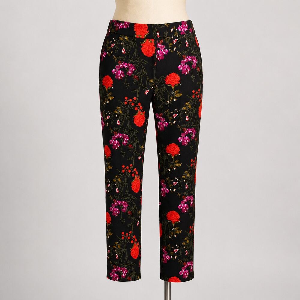 Cynthia Rowley Women’s Size 6 Black Floral Slim Fit Dress Pants Career Trousers